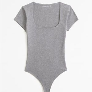 Abercrombie Short-Sleeve Cotton-Blend Seamless Fabric Squareneck Bodysuit